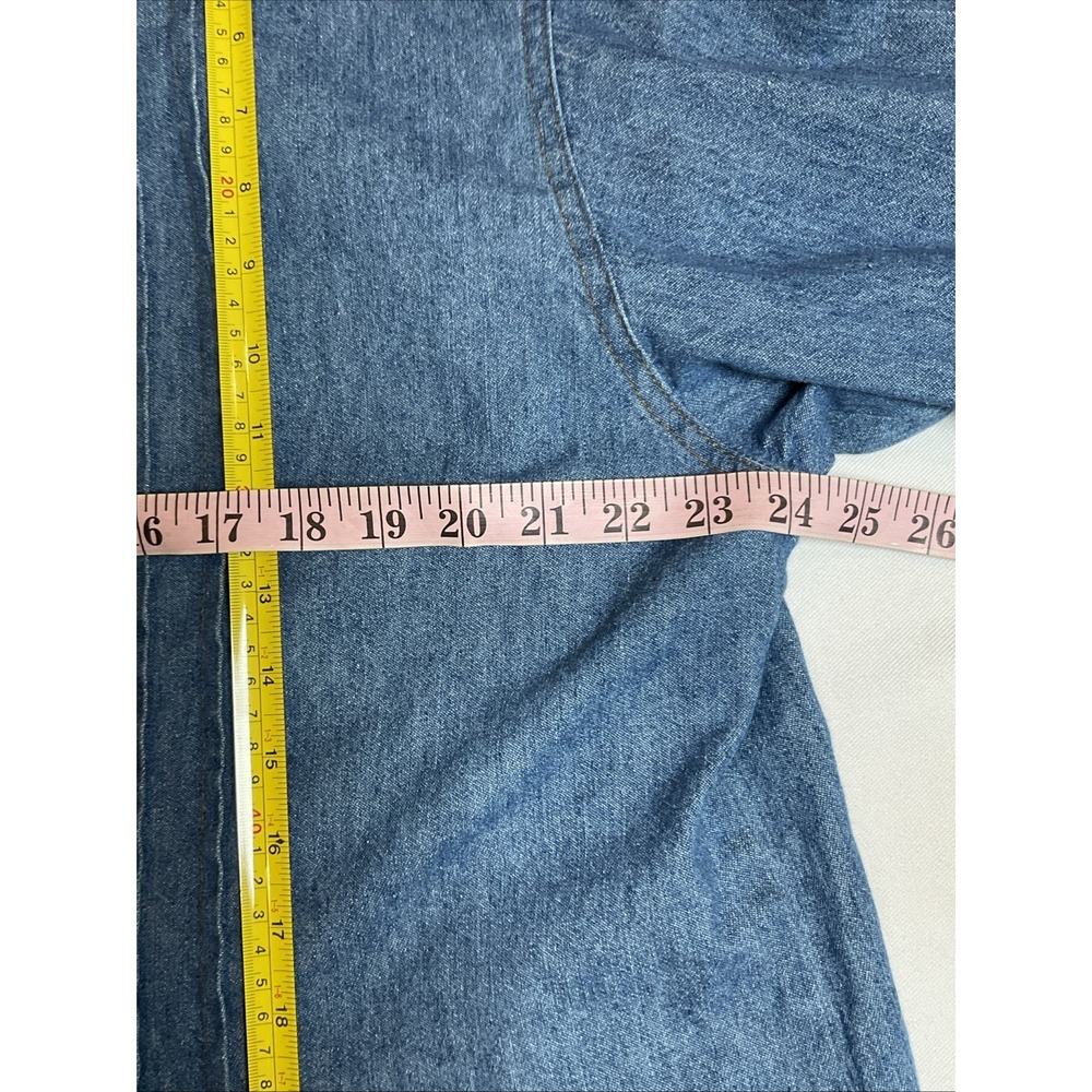 Coldwater Creek Denim Shirt Jacket Size Large Velvet Cuffs Size Large A line - Picture 3 of 8
